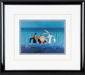 WARNER BROTHERS: Pair of cartoon cels "Blooper Bunny" & "Box Office Bunny" starring Bugs Bunny, Daffy Duck & Elmer Fudd. Both window mounted, framed and glazed with CoA. 60 x 52cm overall. Superb condition