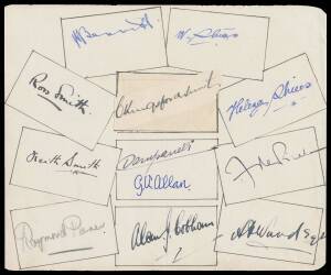 Autographs including Ross Smith, Keith Smith, JM Bennett & W Shiers (the entire crew of the 1919 Vickers Vimy &pound;10,000 Air Race winning flight), also Allan J Cobham, Raymond Parer, GU Allan and Charles Kingsford Smith (the latter on separate piece) on insi