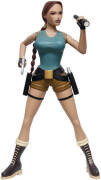 LARA CROFT: lifesize fibreglass model produced for videogame / movie releases. Lara features her tombraiding torch in one hand with a pistol in the other, she also has a backpack and a holstered sidearm. Displays very well, a high quality model. Approx 19