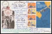 MRR ("Lores") Bonney memorabilia mounted on exhibit pages including South Australia Centenary Air Race cover carried in her Klemm KL32 with KGV 1d green signed Dolores Bonney, name card & two photographs similarly signed,