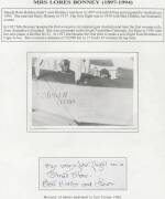 MRR ("Lores") Bonney memorabilia mounted on exhibit pages including South Australia Centenary Air Race cover carried in her Klemm KL32 with KGV 1d green signed Dolores Bonney, name card & two photographs similarly signed, - 2