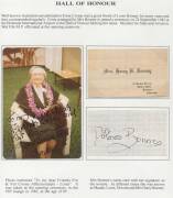 MRR ("Lores") Bonney memorabilia mounted on exhibit pages including South Australia Centenary Air Race cover carried in her Klemm KL32 with KGV 1d green signed Dolores Bonney, name card & two photographs similarly signed, - 6