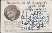 1914 (July 16) Melbourne-Sydney AAMC#3 Official Souvenir postcard flown by Maurice Guillaux in his Bleriot monoplane on the first Australian official airmail flight with Kangaroo 1d tied oval 'AUSTRALIAN/AERIAL MAIL/MELBOURNE/16-JUL-1914/VIC' d/s in viole - 2