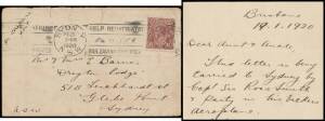 1919 (Nov 12) England-Australia AAMC#27e intermediate cover from Brisbane endorsed "per Aeroplane post" with enclosed letter dated 19.1.1920 confirming "... carried to Sydney by Capt Sir Ross Smith & party in his Vickers Aeroplane" and KGV 1&frac12;d brown tied 