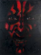 STAR WARS: Artwork - original paintings by artist Paul Sullivan of Darth Vader (53x108cm); Yoda (91x110cm) & Darth Maul (75x100cm). - 3