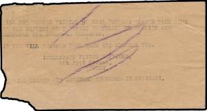 1927 (June 19) Around Australia #104a envelope dropped over Albury, NSW from Interstate Flying Services Bristol Tourer G-AUDJ flown by Charles Kingsford Smith & CTP Ulm on their record 11-day around Australia flight with typed endorsement "Will the person