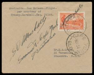 1934 (Oct 11) Sydney-Cape York #432b intermediate cover endorsed "Australia New Guinea Flight per courtesy of Sydney Marshall esq Pilot" carried in his Westland Widgeon III with Victorian Centenary 2d tied 'CAPE YORK/-5OC34/QLD' d/s (error for '15') on ar