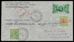1935 (Oct 10) Australia-England-Australia AAMC#538/556 Crome cover carried by Harry Broadbent on the outward leg in in his Puss Moth 'Dabs III' as far as Basra, Iraq where he crashed & onwards by regular air service then back in a Percival Gull with KGV 1