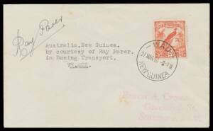 Autographed Covers comprising "O Denny" on two 1933 covers from Australia by first pre-paid airmail acceptances one with 'New England Airways' label, "S Campbell" on 1935 Daru-Orroville (D'Albertis Junction) cover (AAMC#P88), "HG Davis" & "DG Duryea" on 1