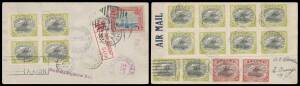 1928 (Nov 21) Port Moresby-USA Internal Airmail Combination Franking #P1a registered cover to East Orange, NJ with Lakatois &frac12;d x14 & 2d pair tied 'PORT MORESBY/PAPUA' d/s and red R label