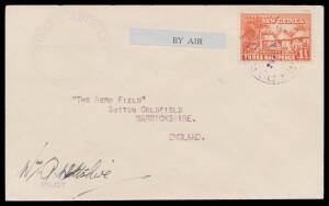 1930&nbsp;(Sept 22) Wau-Rabaul #P25 three covers to England both with Huts 1&frac12;d tied 'POST OFFICE/WAU' d/s and 'GUINEA AIRWAYS/LIMITED' circular cachets alongside, two pilot signed&nbsp;Wm Wiltshire&nbsp;very fine &&nbsp;CR Gurney with a couple of minor blemishes, Cat $975.