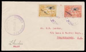 1931&nbsp;(Oct 1) Wau-Salamaua #P34 three covers to New Zealand each with Huts &frac12;d & 1&frac12;d 'AIR MAIL' overprints tied 'POST OFFICE/WAU' d/s and 'GUINEA AIRWAYS/LIMITED' circular cachets alongside flown internally in a Junkers W34d and onwards by ship, all three s