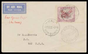 1932&nbsp;(Oct 1) Port Moresby-Salamaua-Wau #P49 cover with Lakatois 6d 'AIR MAIL' overprint tied 'PORT MORESBY/29SP32/PAPUA' d/s carried by F Drayton in a Guinea Airways Junkers F13 to Salamaua and onwards two days later with 'WAU/3OCT32/NEW GUINEA' arrival d