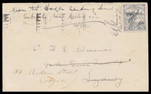 1933 (May 24) Mount Hagen-Lae-Salamaua #P62 New Guinea Goldfields cover inscribed "From Mt. Hagen" with Undated Birds 3d 'AIR MAIL' overprint manuscript endorsed "Mt Hagen 24/5/33" by CR Gurney Pilot signed by him alongside, 'POST OFFICE/25MY33/SALAMAUA' 