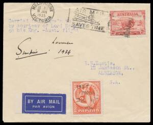 1934 (Nov) Darwin-Port Moresby-Melbourne #P75a Eustis cover endorsed "Carried from Darwin to [ ] by courtesy of Lord Sempill on his Eng-Aust flight" & signed "Sempill November 1934"