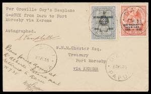 1935&nbsp;(July 22) Daru-Kerema #P82 cover inscribed "Per Oroville Coy's Seaplane G-ACUX from Daru to Port Moresby via Kerema" with 2d & 3d 'JUBILEE' overprints tied 'DARU/22JL35/PAPUA' d/s signed pilot "S Campbell"&nbsp;and further endorsed "Plane forced down at D