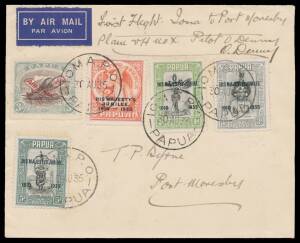 1935&nbsp;group of Guinea Airways flights by Orme Denny comprising #P76 Port Moresby-Robinson River, #P84&84a Wau-Madang & return with the outward leg signed "O Denny"&nbsp;and #P86 & 87 Port Moresby-Ioma & return with the return leg endorsed & signed "O Denny"&nbsp;wit