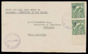 1936&nbsp;(March 6) Wewak-Salamaua #P96 cover carried by Ray Parer for Pacific Aerial Transport in a Fairey 111F with Undated Birds 2&frac12;d 'AIR MAIL' overprint x2 tied 'WEWAK/26FE36/NEW GUINEA' d/s & 'POST OFFICE/11MR36/SALAMAUA' b/s endorsed "Crashed at Kaup/Rep