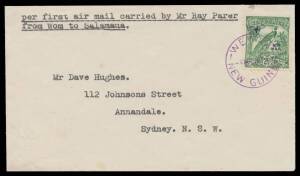 1936 (March 6) Wewak-Salamaua #P96 cover carried by Ray Paper for Pacific Aerial Transport in a Fairey 111F with Undated Birds 2&frac12;d 'AIR MAIL' overprint tied 'WEWAK/4MR36/NEW GUINEA' d/s & 'POST OFFICE/11MR36/SALAMAUA' arrival b/s couple of minor blemishes