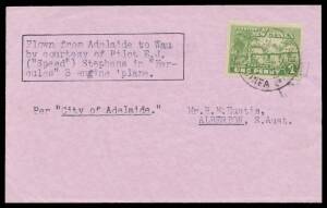 1936 (March 17) Adelaide-Wau #P98 Eustis cover endorsed "Flown from Adelaide to Wau by courtesy of Pilot EJ ("Speed") Stephens in "Hercules" 3 engine plane/Per City of Adelaide" with Huts 1d tied 'WAU/17AP36/NEW GUINEA' arrival d/s, fine condition, Cat $4