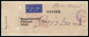 1938&nbsp;(May) Australia-Papua-New Guinea&nbsp;& return items carried by WR Carpenter Airlines&nbsp;'Carmania' on the first official airmail service including Port Moresby-Melbourne cover signed pilot RO Mant on face, Wau-Brisbane fabric mail bag tag with 'BY AIR MAIL'