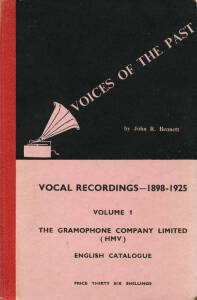 MUSIC: "Catalogue of Recorded Music",(1962) folder of available music of the day from the major record labels; "Voices of the Past, Vocal Recordings (HMV) 1898-1925", (2 copies) by John.R.Bennett; "The Gramophone Shop Encyclopedia of Recorded Music" (1948