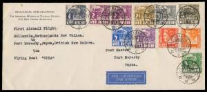 1939&nbsp;(March 29) Hollandia-Port Moresby #P144 Biological Explorations, The American Museum of Natural History, 1938 New Guinea Expedition cover carried by Russell Rogers in the "Guba II" with Netherlands Indies Wilhelmina & Pictorial issues tied Dutch New 