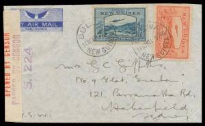 1941 (Nov) two airmail covers to Australia both with Undated Birds 2d & Bulolo 3d tied scarce 'BULWA/NEW GUINEA' cds and 'SALAMAUA/11OCT41/NEW GUINEA' transit b/s, the first censored on arrival only with Sydney label & cachet, the other without any censor