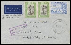 Mostly Commercial Airmails comprising 1930 OHMS cover registered to Melbourne with Lakatois 3d 'Air Mail' overprint x2, 1937 to Canada with Pictorials 1d & 1/3d, 1939 registered to England with KGVI Coronation 2d x 3 & 1/- plus Jubilee 2d & 3d tied 'KULUM