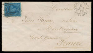 Postal History (Victoria) - 1878-79 covers 1) to Germany with Bell ½d & 2d + Laureates 6d; 2) to France with Bell 1/-; 3) to Jersey with Laureates 8d brown/pink; and 4) to London with Laureates 8d brown/pink. Nice clean quartet. (4)