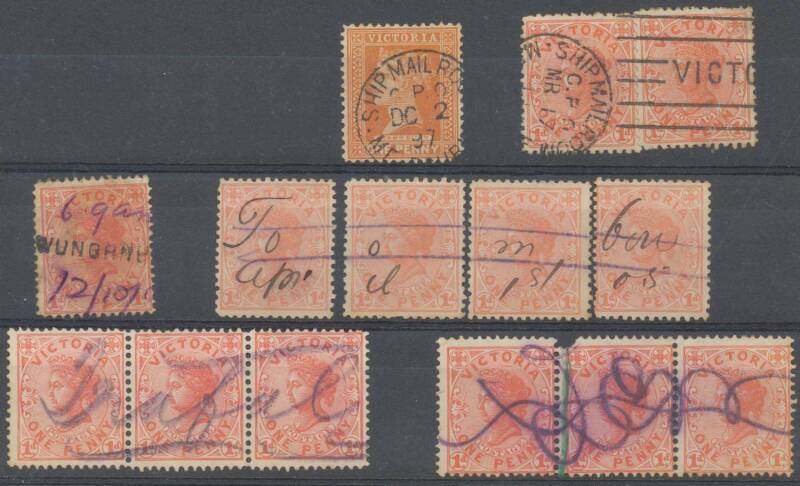 VICTORIA - Pizza box with untidy array including a few Classics & a few covers, some postmark interest & some Post Office forms, mixed condition. (few 100)