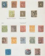 VICTORIA - "Types" collection on pages with Ham Half-Lengths 1d 2d & 3d, Woodblocks Imperf 2/-, 6d 'TOO LATE' & 1/- 'REGISTERED', Beaded Ovals 6d orange, Laureates 3d mauve, 8d orange & 10d grey, 1897 Charity duo (mint), KEVII £1 & £2 both CTO, etc, condi - 4