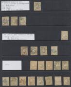 HALF-LENGTHS - Reference collection of mostly Ham shades comprising ONE PENNY x11 including SG 5 & a pair; TWO PENCE x30 and THREE PENCE x56 including two pairs & two blocks of 4, condition very mixed but many are presentable. High catalogue value. (97) - 4