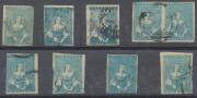 HALF-LENGTHS - Unsorted selection in packets & on stockcards comprising 1d x50, 2d x32 + a forgery & 3d x38, several scarce multiples including 1d blocks of 4 & 5, condition very mixed but many are fine &/or attractive, a few are possibly unused. High cat - 6