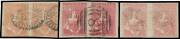 HALF-LENGTHS - CAMPBELL & FERGUSSON PRINTINGS: 1d shades between SG 26 & 28c singles x12, four pairs & a vertical strip of 3, all with full margins & generally very fine, Cat &pound;1600 approximately. (23)