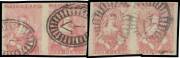 HALF-LENGTHS - CAMPBELL & FERGUSSON PRINTINGS: 1d bright rose-pink SG 27b singles x8 and two horizontal pairs, most with full margins & a couple are very large stamps, most with plate positions pencilled on the reverse, Cat &pound;1920. A very scarce group. (12