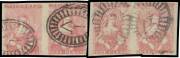 HALF-LENGTHS - CAMPBELL & FERGUSSON PRINTINGS: 1d bright rose-pink SG 27b singles x8 and two horizontal pairs, most with full margins & a couple are very large stamps, most with plate positions pencilled on the reverse, Cat £1920. A very scarce group. (12