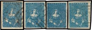 HALF-LENGTHS - CAMPBELL & FERGUSSON PRINTINGS: 3d shades between SG 29 & 31d singles x33 & a pair, all with full margins & generally very fine, Cat &pound;1750 approximately. (33)