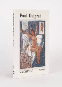 PAUL DELPRAT: "Paul Delprat Etchings Volume 1" edited by Hilarie Lindsay [Sydney 1982], edition of 110 signed by the artist. 63 pages with (54) full page sepia tone plates. A fine copy with dust wrapper. VG condition