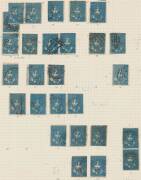 HALF-LENGTHS - CAMPBELL & FERGUSSON PRINTINGS: Stone D 3d annotated study of the SG 31 to 31d group, many pairs including interpanneau [13-7] & a block of 4, also Abnormal pair [24-23], strip of 3 [11-12-9] & strip of 4 [23-24-21-22], a good range of Colo - 6