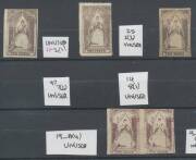 QUEEN-ON-THRONES - Selection of lithographs comprising Campbell & Co from Stones 2 x2 (both three margins), 6, 7 & 8, and Campbell & Fergusson from Stones A, B (pair significantly cut-into) & D, four with full margins (the Stone 8 being an unusually large - 2