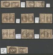 QUEEN-ON-THRONES - LITHOGRAPHED BY CAMPBELL & CO: Plated examples from Stone 2 x37 including pairs x9 (one vertical), Stone 3 x13 including two pairs (one vertical, damaged but with Kiss Print at Right), Stone 4 x5, Stone 5 x8 including a pair, Stone 6 x1 - 3