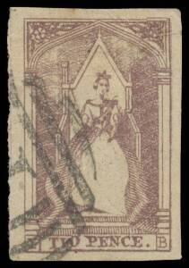 QUEEN-ON-THRONES - LITHOGRAPHED BY CAMPBELL & FERGUSSON: Stone A 2d [Y-B] with the Major Creased Transfer 'TVO PENCE' SG 36b, margins good to large, minor imperfections, neat BN '1' of Melbourne intrudes on the variety, Cat £1300.