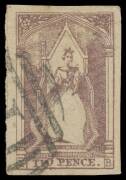 QUEEN-ON-THRONES - LITHOGRAPHED BY CAMPBELL & FERGUSSON: Stone A 2d [Y-B] with the Major Creased Transfer 'TVO PENCE' SG 36b, margins good to large, minor imperfections, neat BN '1' of Melbourne intrudes on the variety, Cat &pound;1300.