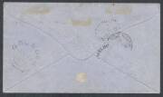 WOODBLOCKS - 1857 Experimental Separations 6d orange Serrated 18-19 SG 60 with serrations except at right tied to late-1857 cover to Scotland "p City of Sydney" by light BN '1' of Melbourne, 'GOUROCK/JA14/1858' arrival b/s. "City of Sydney" departed Melbo - 2