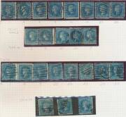 LAUREATES - Single volume collection of shades & watermarks including Emergency Printings, with better stamps including 8d orange x3, 10d grey x5, 5/- red & blue x10 & &frac12;d on 1d x13 including two unused, etc, also Woodblock 2/- blue/green x57 including thr