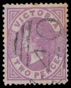 WILLIAM BELL DESIGNS - 1878 Emergency Printings on Coloured Papers 2d violet/lilac SG 198, well centred and very attractive, a few minor tonespots on the reverse, light part-duplex '40' cancel of Echuca, Cat £1000. RPSofV Certificate (2017). This is anoth