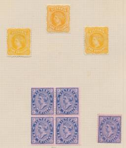 1901-12 COMMONWEALTH PERIOD ISSUES - Old-time album pages with many mint blocks of 4 including 2½d x5, 3d x5, 4d x2, 5d x2, 6d x2, 9d & 2/-, other mint singles etc to 5/- x3, also lots of used material to 5/- x2, generally fine to very fine. Ex AE Layton.