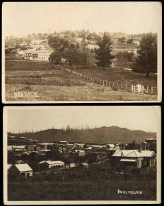 Country Victorian scenes (29 cards) including nice views of Berwick, Leongatha, Korumburra, Phillip Island etc. Glass plate photograph with partial notation verso "Blow hole Eagle Hawk Tas. Peninsula". G condition.