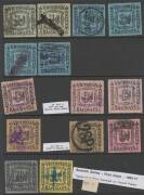 RAILWAY STAMPS - 1902 'PARCELS STAMP' Black on Coloured Papers selection comprising &frac12;d (very scarce), 1d x5, 3d x6&frac12;, 6d x7, 8d x3, 9d x3, 10d x2, 1/- x4 & 2/- with various shades, perfs & cancels, condition variable. (32) - 3